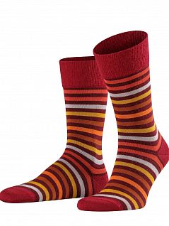 Носки из тонкого мерсеризованного хлопка Falke 13279 Tinted StripeSO (муж.) Бордовый (8596)