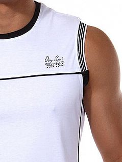 Мужская стильная спортивная майка белая из хлопка Oboy Sport Boys 8058c02