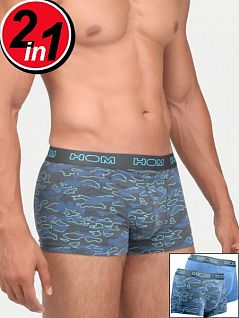 Комплект из двух хлопковых мужских трусов боксеров синего цвета HOM Aldar 40c0715cV001