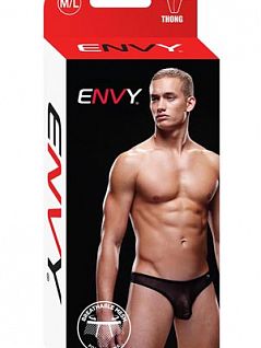 Мужские черные прозрачные стринги "ENVY E008-BLK"