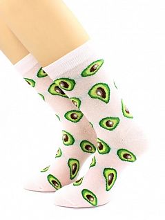 Комфортные носки из хлопка с принтом "Авокадо" розового цвета Hobby Line 45960