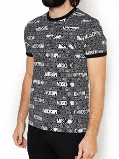 Легкая футболка с однотонной эластичной отделкой с текстовым принтом Moschino 19088123москино Черный 1555