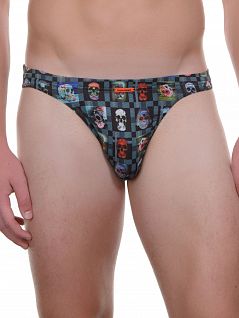 Стильные мужские трусы танга зеленого цвета с принтом Bruno Banani Skull Check 22021695бруно Многоцветный