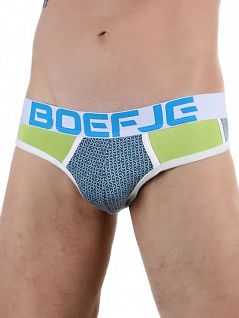 Оригинальные слипы с салатовыми вставками голубого цвета Boefje RT47408