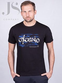 Стильная футболка с яркой надписью на груди Oxouno JSOXO 0062-092 KULIR SLIM U-вырез черный