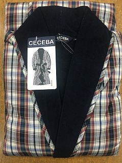 Комфортный халат с мягкой махровой подкладкой синего цвета Ceceba FM-30313-7267