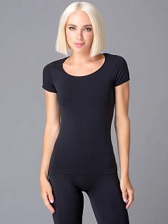 Бесшовная футболка с круглым вырезом и короткими рукавами Giulia JST-SHIRT SCOLLO AMPIO M.CORTA nero