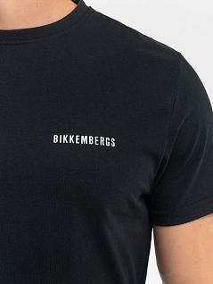 Хлопковая футболка с печатным логотипом бренда черного цвета Bikkembergs BKK3MTS04cBlack