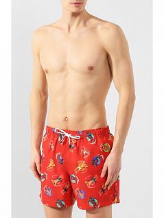 Яркие шорты с разноцветным принтом на красном фоне Ermenegildo Zegna н7б540980ез Принт 328