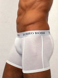 Белоснежные длинные мужские трусы боксеры Romeo Rossi Long boxers R7001-1 распродажа