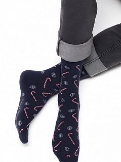 Хлопковые носки с тематическим рисунком "карамельные палочки и снежинки" Omsa JSSTYLE 505 (5 пар) blu oms