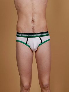 Мужские трусы слипы Modus Vivendi 03011 белые с зелеными полосками