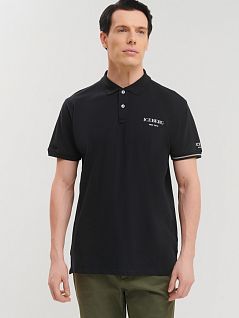 Поло прямого кроя из стрейчевого хлопкового пике черного цвета GALLO ICE25MPL01cBlack
