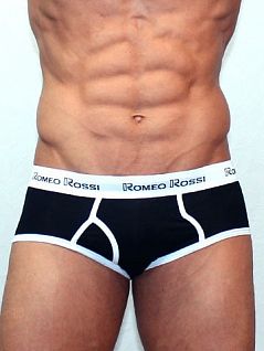 Чёрные мужские трусы шортики с гульфиком Romeo Rossi Heaps R366-2