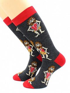 Оригинальные носки с принтом "Хомо сапиенс" темно-серого цвета Hobby Line 45947