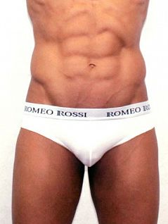 Белые мужские трусы стринги с пояском на резинке Romeo Rossi Thongs R1006-1