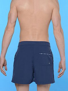Классические мужские пляжные шорты синего цвета из инновационного материала с гульфиком HOM Style 07515cRA
