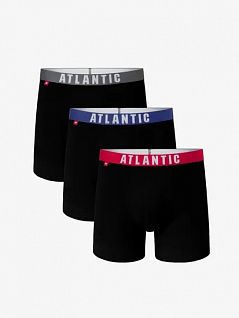 Нобор удлиненных боксеров с профилированным гульфиком (3шт) Atlantic MW121767чёрный