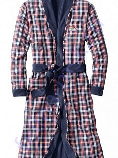 Модный халат с привлекательным рисунком и мягкой махровой подкладкой синего цвета Ceceba FM-30430-70044