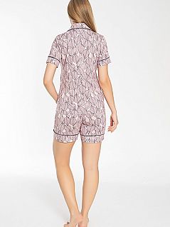 Классическая пижама из вискозы (рубашка и шорты с принтом) LTC840-484 CONFEO розовый