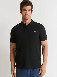 Мужское поло из хлопковой ткани черного цвета Camicissima SPARGI000P80cBLACK