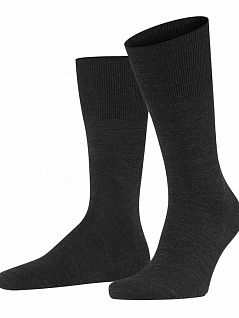 Однотонные носки с удлиненными манжетами для фиксации Falke 14435 Airport (муж.) Темный-серый (3080)