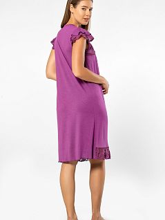 Сорочка женская из высококачественной вискозы с добавлением полиэстера с вставками из шитья и кружева Turen LT3284 Turen пурпурный