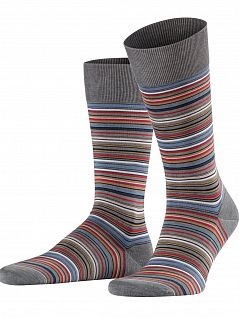 Легкие носки и  приятные на ощупь из трикотажа с узором "многоцветная горизонтальная полоска Falke 14041 Microblock SO (муж.) Серый (3165)