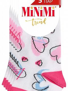 Женские носки с ярким рисунком "сердечки" в сочетании с надписями "Love" Minimi JSMINI TREND 4212 (5 пар) bianco