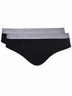 Комплект из двух хлопковых мужских трусов слипов черного цвета Hanro 073075ханро Черный распродажа