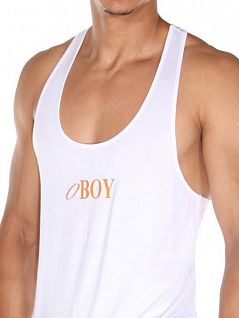 Майка из бамбука с принтом в виде фирменного логотипа бренда белого цвета Oboy 8126c02