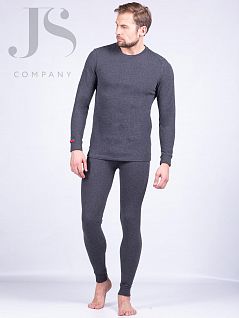 Плотная мужская футболка с длинными рукавами выполненная из хлопкового волокна с теплоизоляцией "Hot Touch" эффект "меланж" Key JSGAT T-SHIRT L MEN black/grey gtt