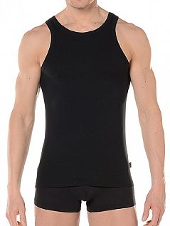 Мягкая мужская майка чёрного цвета HOM First Cotton 03254cK9