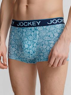 Эластичные боксеры с тропическим принтом на подкладке голубого цвета Jockey 1810251c408