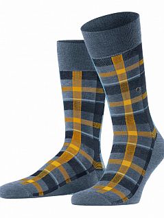 Мужские носки из мягкого хлопка Burlington 21955 Heritage Check SO Синий (6662)