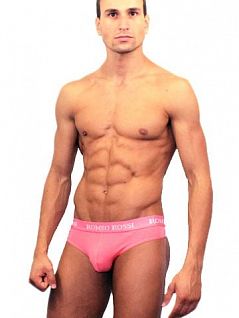 Мягкие мужские трусы стринги розового цвета с стильным поясом Romeo Rossi Thongs R1006-12