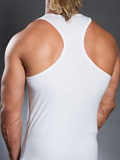 Мужская майка белого цвета со спортивным вырезом на спине Doreanse Cotton Sport 2070c02