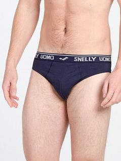 Мужские брифы на резинке с логотипом бренда PJ-Snelly Uomo_U111синие распродажа