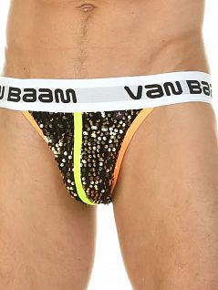 Привлекательные танга с золотистыми пайетками Van Baam 39801