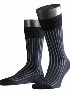 Хлопковые мужские носки в полоску синего цвета Falke 14648 Shadow (муж.) Синий 6360