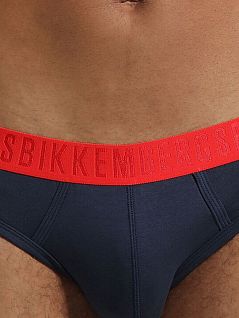 Набор брифов на красной пришивной резинке (2шт) Bikkembergs BKK1USP04cBlue