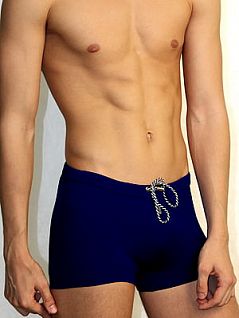 Пляжные мужские плавки-макси синего цвета HOM Marina Chic 07804cB9