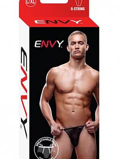 Мужские прозрачные стринги мешочек черные "ENVY E007-BLK"