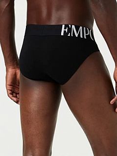 Стильные брифы из дышащего хлопка на широкой резинке черного цвета Emporio Armani 110814CC716c00020
