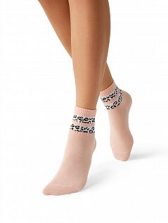 Оригинальные носки с вариацией леопардового принта в виде минималистичных полосок на резинке MiNiMi JSMINI STYLE 4602-1 (5 пар) rosa antico min