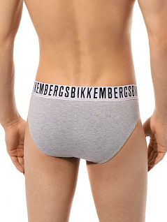 Набор однотонных брифов  (2шт) серого цвета Bikkembergs RTBKK1USP01BI/2