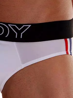 Мужские плавки мини белые с разноцветными полосками Oboy Sunny Boy 5160c02 Мужские плавки мини белые с разноцветными полосками Oboy Sunny Boy 5160c02