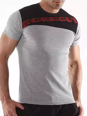 Мужская серая спортивная футболка из хлопка Oboy Sport Boys 8044c03 Мужская серая спортивная футболка из хлопка Oboy Sport Boys 8044c03