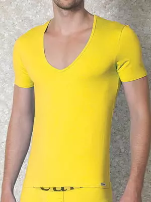 Мужская желтая футболка с широким воротником Doreanse Macho Style 2820c08