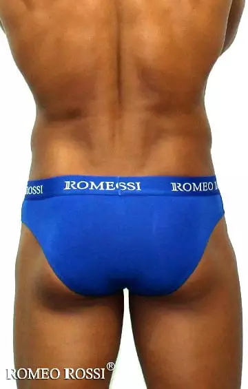 Синие мужские трусы брифы с широкой резинкой Romeo Rossi Briefs R2006-9